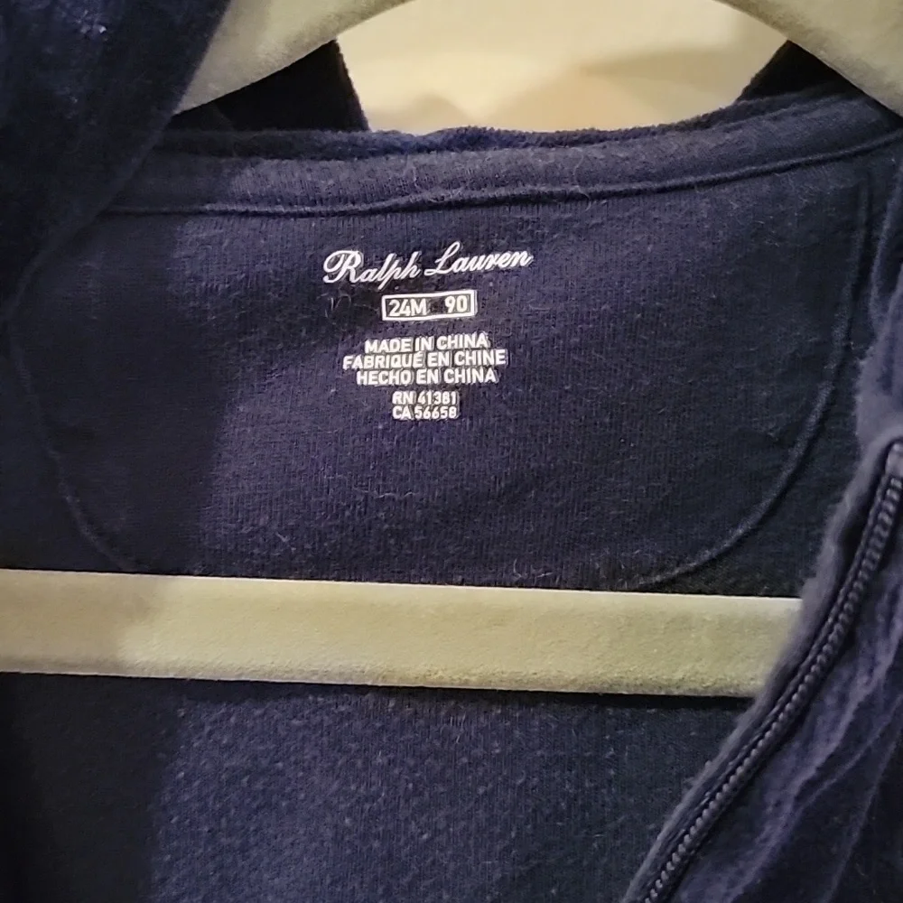 Polo ralph lauren velvet hoody hoodie size 2 24m